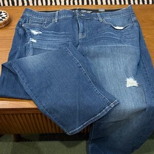 Classic Blue Straight Leg Jeans with light distressing